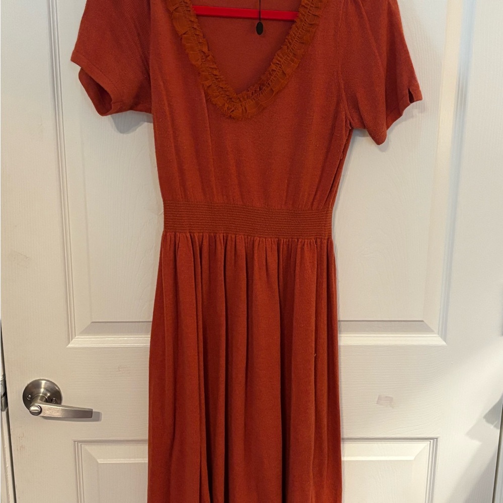 Elegant Rust Knit Dress